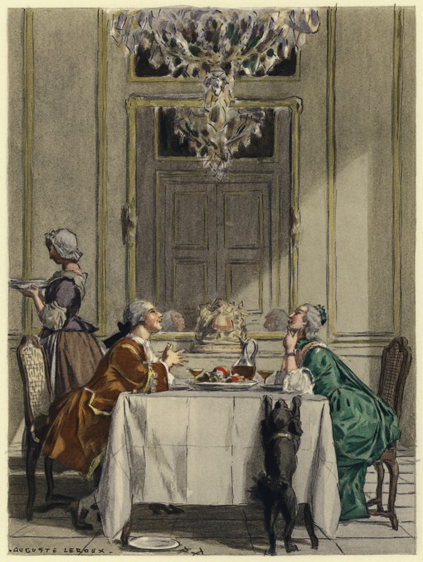 Illustration til Casanovas erindringer (farvelitografi) af Jules Marie Auguste Leroux
