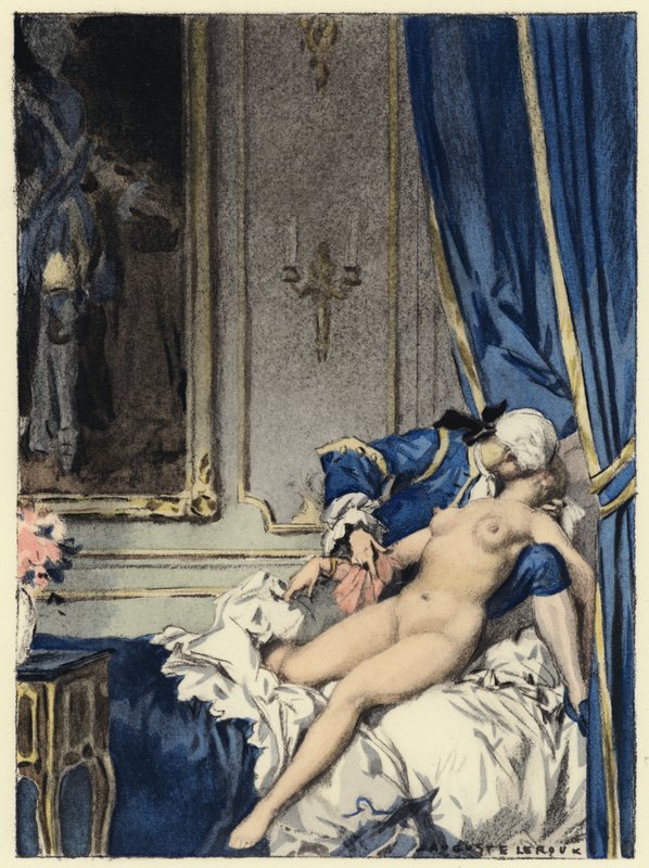 Illustration til Casanovas erindringer (farvelitografi) af Jules Marie Auguste Leroux