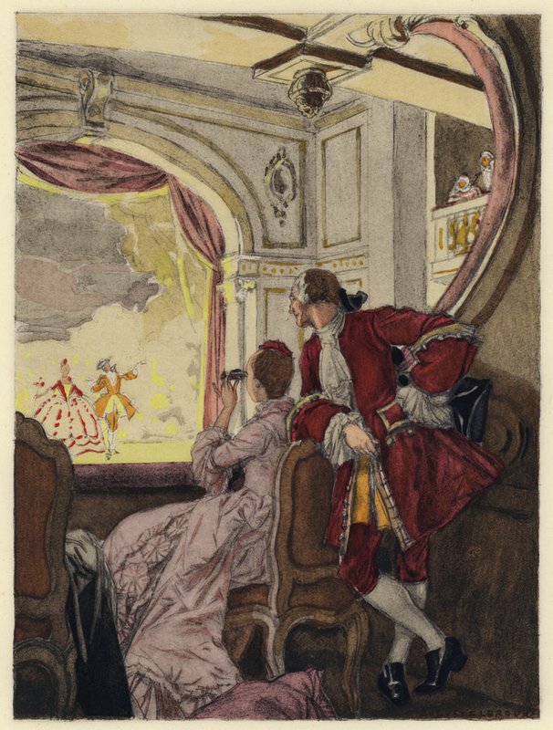 Illustration til Casanovas erindringer (farvelitografi) af Jules Marie Auguste Leroux