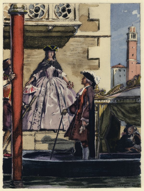 Illustration til Casanovas erindringer (farvelitografi) af Jules Marie Auguste Leroux