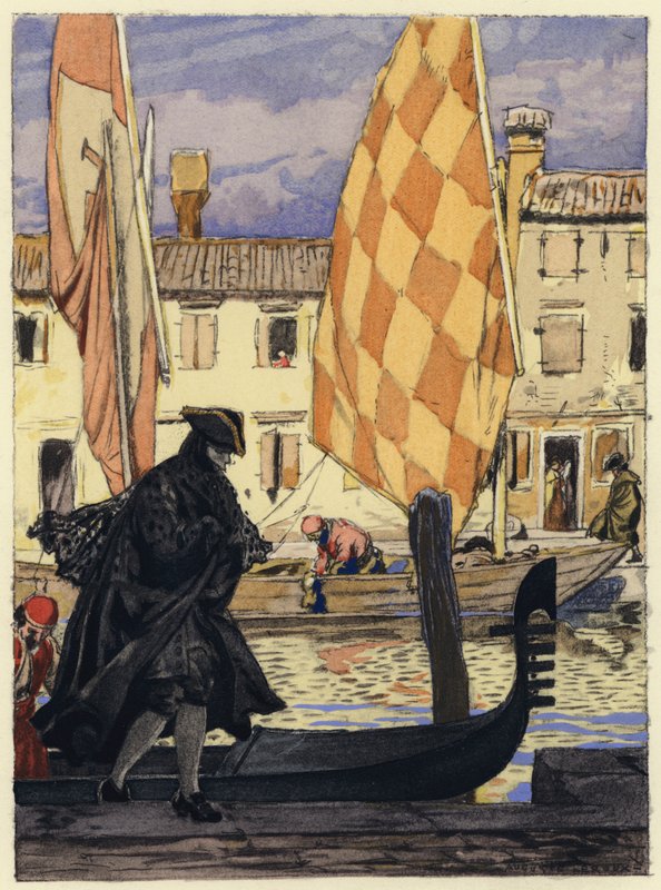 Illustration til Casanovas erindringer (farvelitografi) af Jules Marie Auguste Leroux