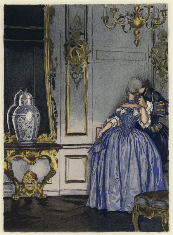 Illustration til Casanovas erindringer (farvelitografi) af Jules Marie Auguste Leroux