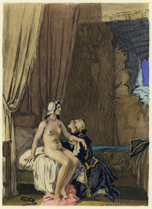 Illustration til Casanovas erindringer (farvelitografi) af Jules Marie Auguste Leroux