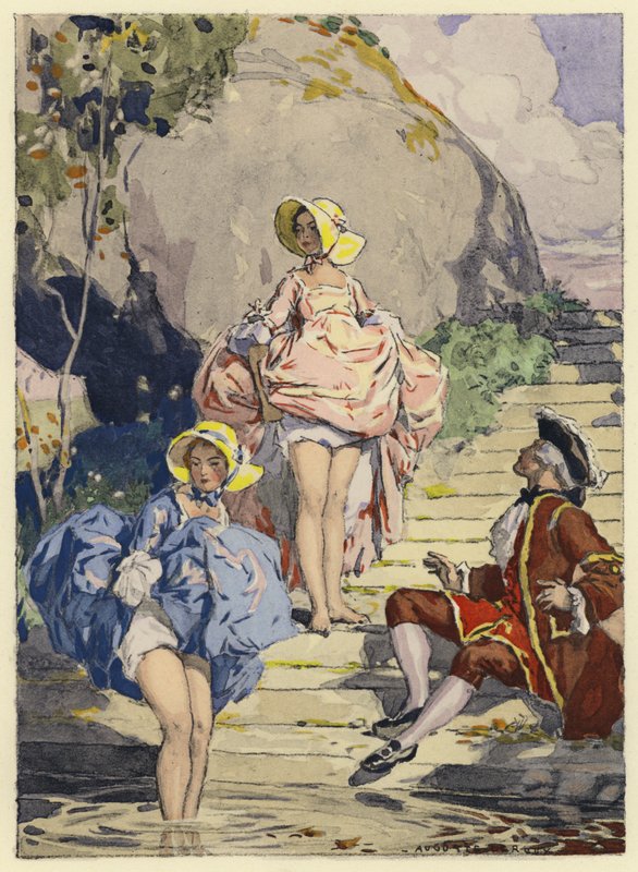 Illustration til Casanovas erindringer (farvelitografi) af Jules Marie Auguste Leroux