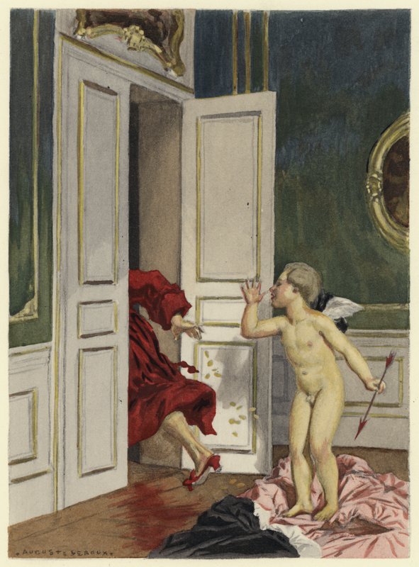 Illustration til Casanovas erindringer (farvelitografi) af Jules Marie Auguste Leroux