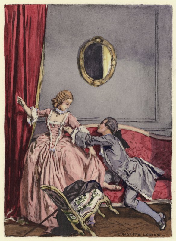 Illustration til Casanovas erindringer (farvelitografi) af Jules Marie Auguste Leroux
