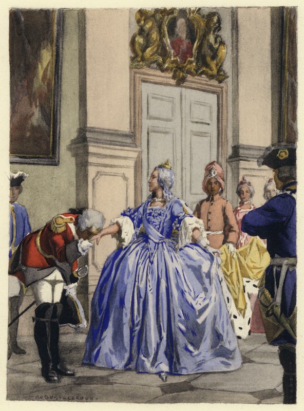 Illustration til Casanovas erindringer (farvelitografi) af Jules Marie Auguste Leroux