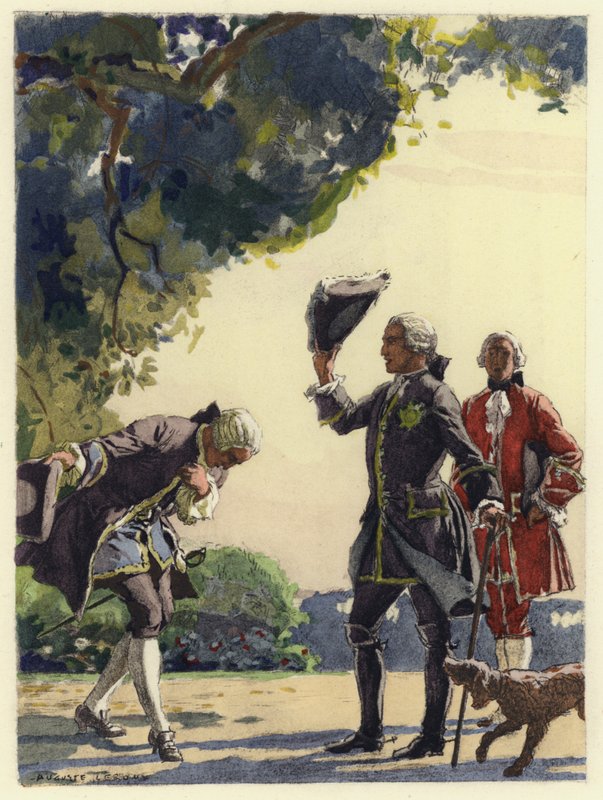 Illustration til Casanovas erindringer (farvelitografi) af Jules Marie Auguste Leroux
