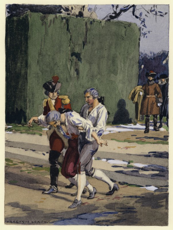 Illustration til Casanovas erindringer (farvelitografi) af Jules Marie Auguste Leroux
