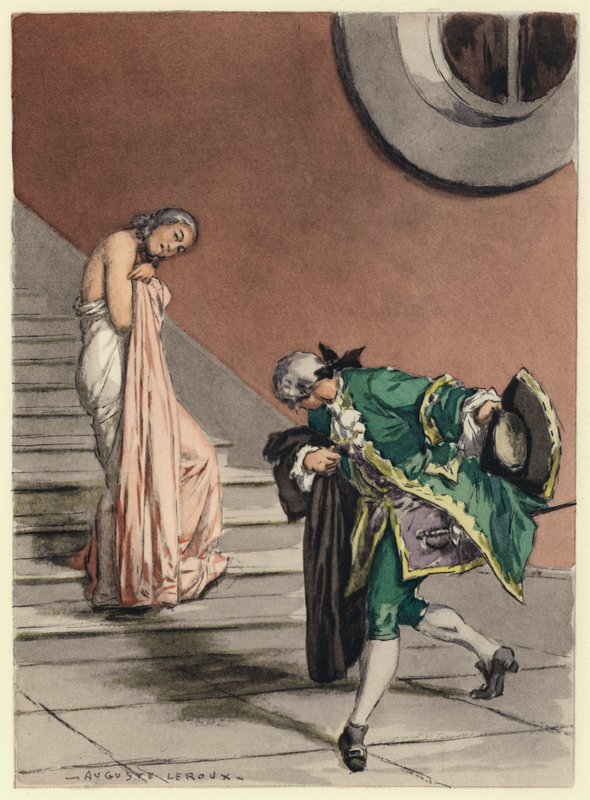 Illustration til Casanovas erindringer (farvelitografi) af Jules Marie Auguste Leroux