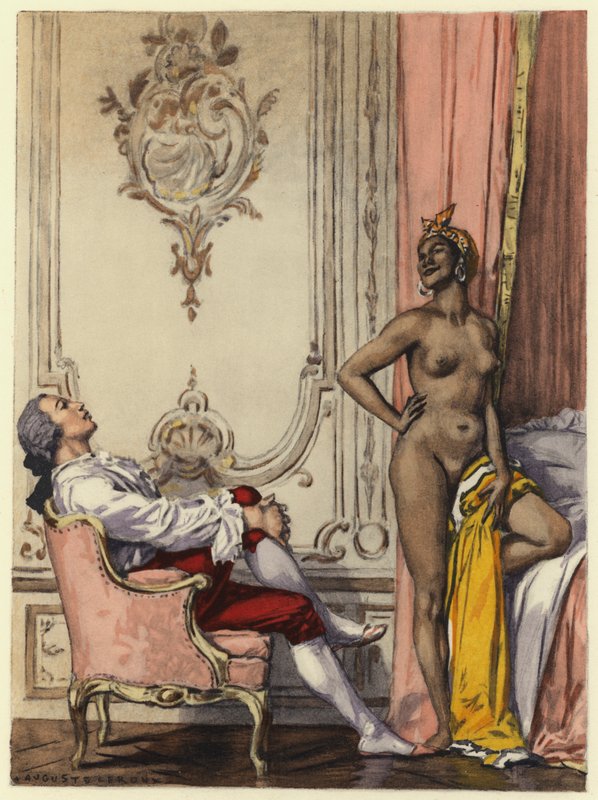 Illustration til Casanovas erindringer (farvelitografi) af Jules Marie Auguste Leroux