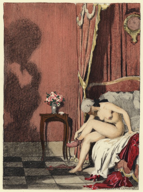 Illustration til Casanovas erindringer (farvelitografi) af Jules Marie Auguste Leroux