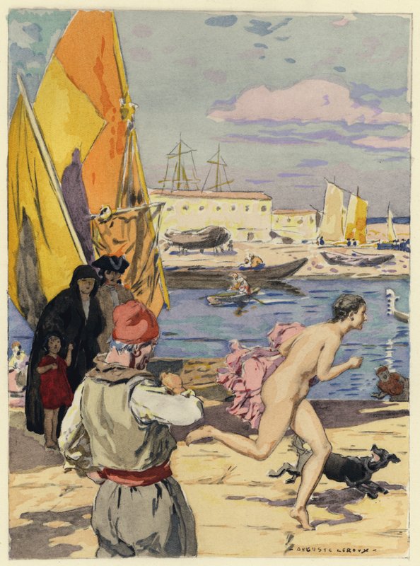 Illustration til Casanovas erindringer (farvelitografi) af Jules Marie Auguste Leroux