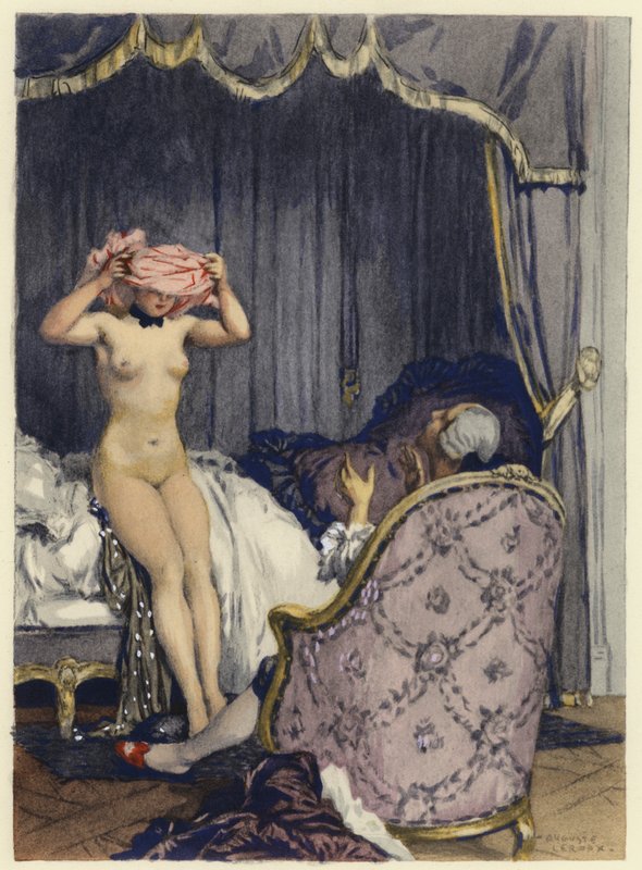 Illustration til Casanovas erindringer (farvelitografi) af Jules Marie Auguste Leroux