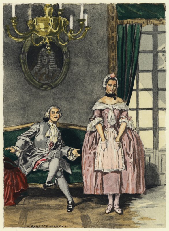 Illustration til Casanovas erindringer (farvelitografi) af Jules Marie Auguste Leroux