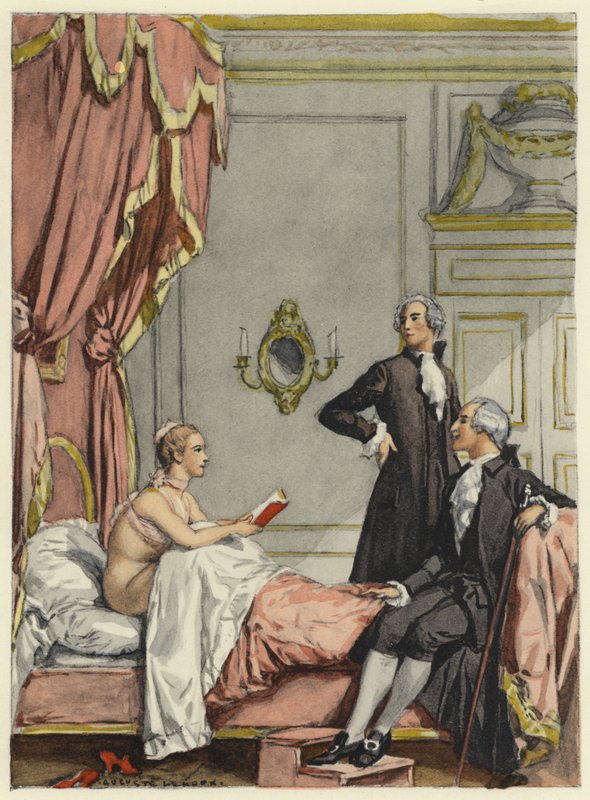 Illustration til Casanovas erindringer (farvelitografi) af Jules Marie Auguste Leroux