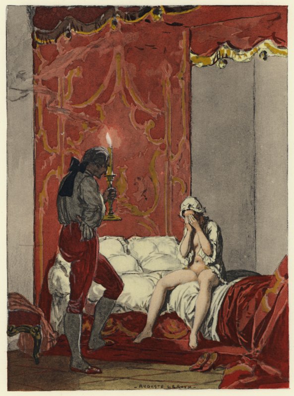 Illustration til Casanovas erindringer (farvelitografi) af Jules Marie Auguste Leroux