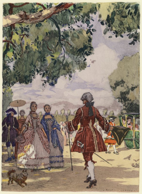 Illustration til Casanovas erindringer (farvelitografi) af Jules Marie Auguste Leroux