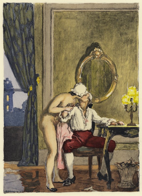 Illustration til Casanovas erindringer (farvelitografi) af Jules Marie Auguste Leroux