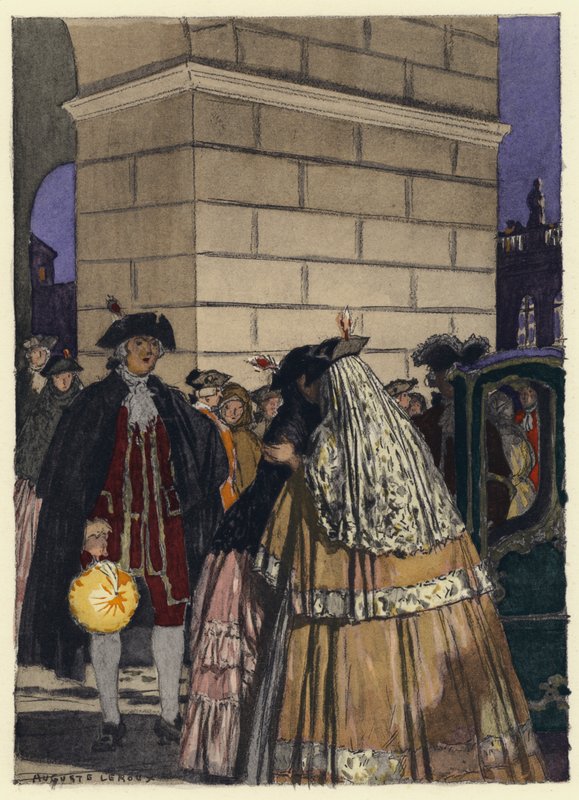 Illustration til Casanovas erindringer (farvelitografi) af Jules Marie Auguste Leroux