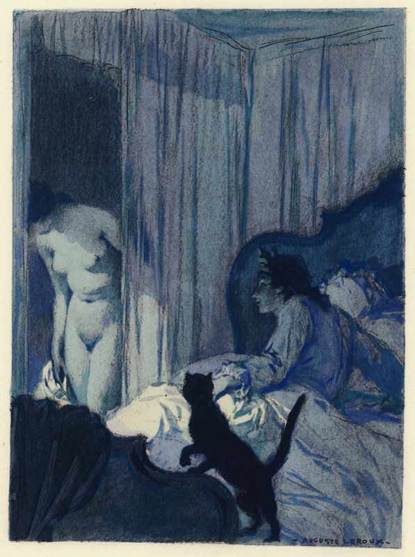 Illustration til Casanovas erindringer (farvelitografi) af Jules Marie Auguste Leroux