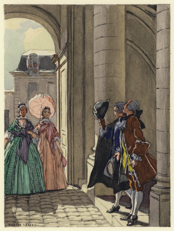 Illustration til Casanovas erindringer (farvelitografi) af Jules Marie Auguste Leroux