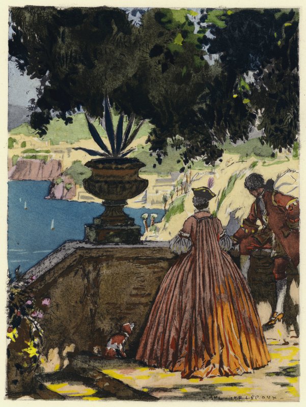 Illustration til Casanovas erindringer (farvelitografi) af Jules Marie Auguste Leroux