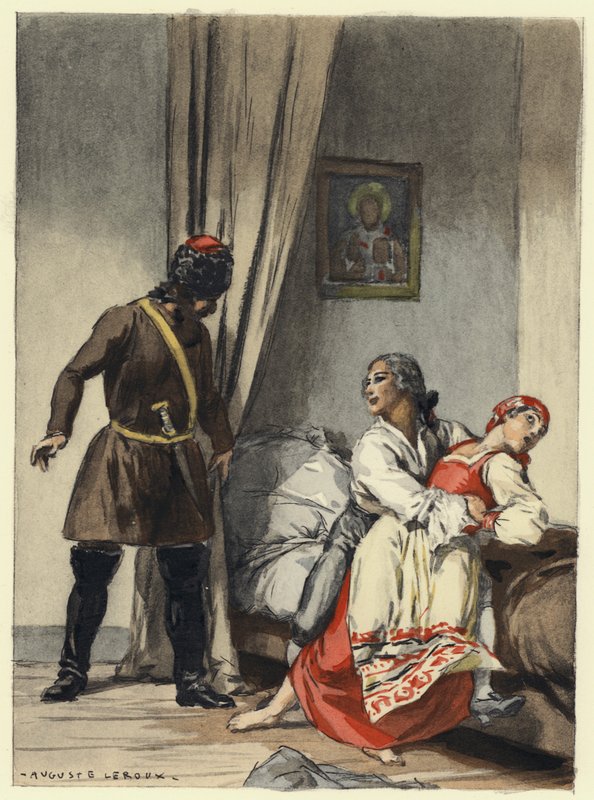 Illustration til Casanovas erindringer (farvelitografi) af Jules Marie Auguste Leroux