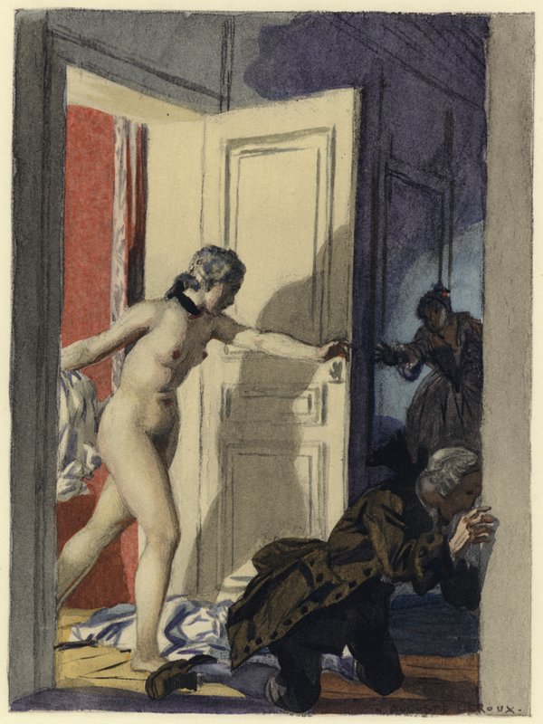 Illustration til Casanovas erindringer (farvelitografi) af Jules Marie Auguste Leroux