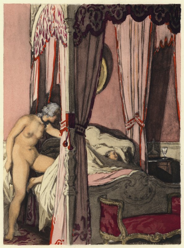 Illustration til Casanovas erindringer (farvelitografi) af Jules Marie Auguste Leroux