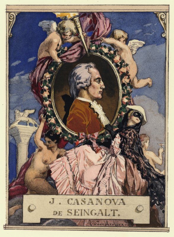Portræt af Casanova (farvelitografi) af Jules Marie Auguste Leroux