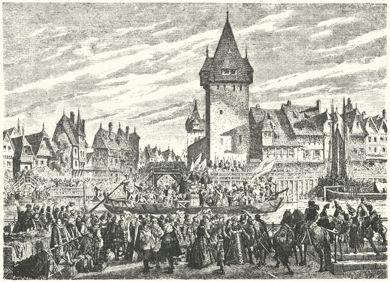 Hirsebreifahrt, transport af en last hirse med båd fra Zürich til byens allierede, Strasbourg af Jules Theophile (after) Schuler