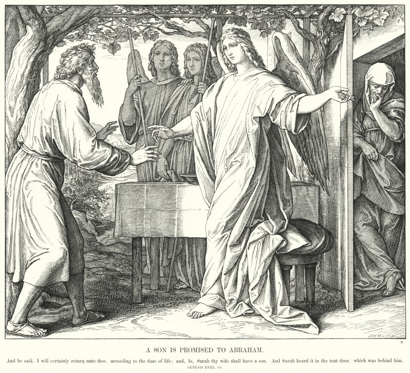 En søn er lovet til Abraham (gravering) af Julius (after) Schnorr von Carolsfeld