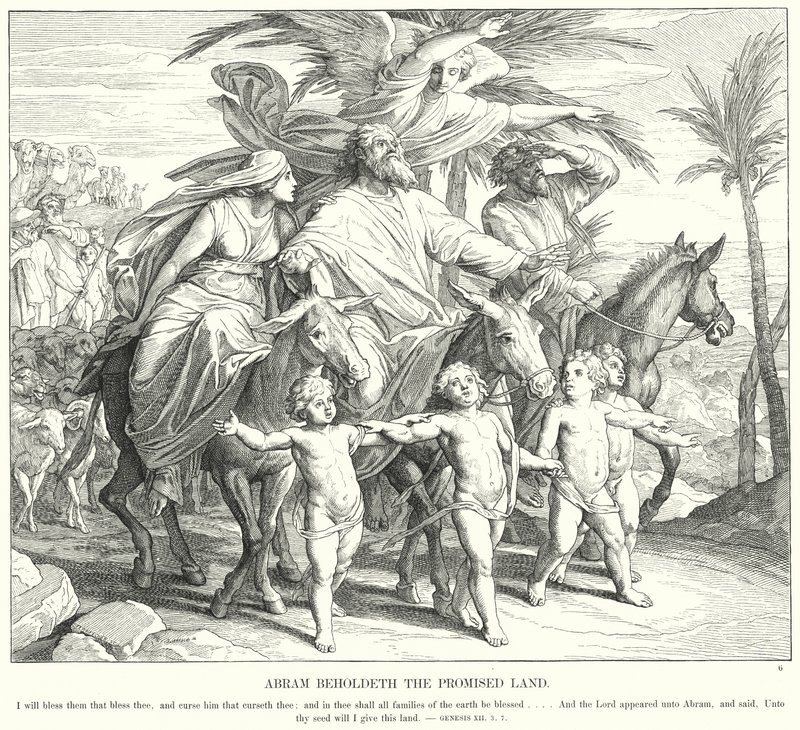 Abram Beholdeth det forjættede land (gravering) af Julius (after) Schnorr von Carolsfeld