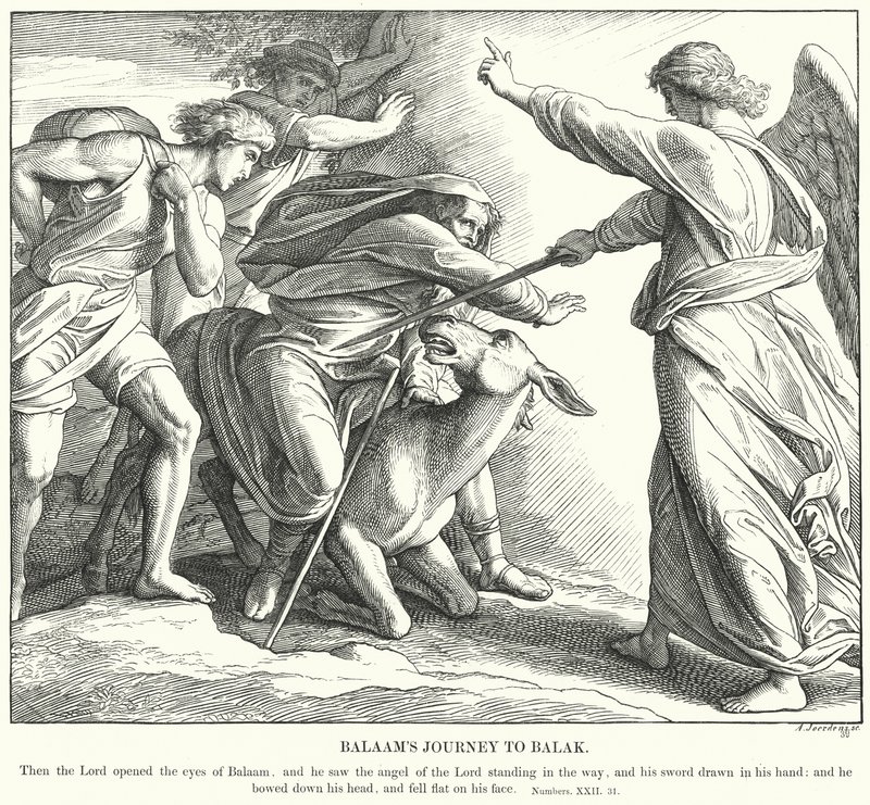 Balaams rejse til Balak (gravering) af Julius (after) Schnorr von Carolsfeld