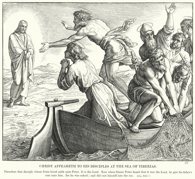 Kristus viser sig for sine disciple ved Tiberias Hav (gravering) af Julius (after) Schnorr von Carolsfeld