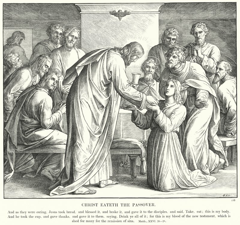 Kristus spiser påsken (gravering) af Julius (after) Schnorr von Carolsfeld