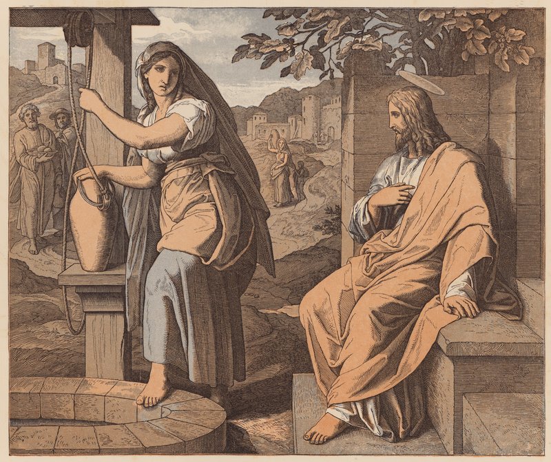 Kristus og kvinden fra Samaria, Johannesevangeliet, IV af Julius (after) Schnorr von Carolsfeld