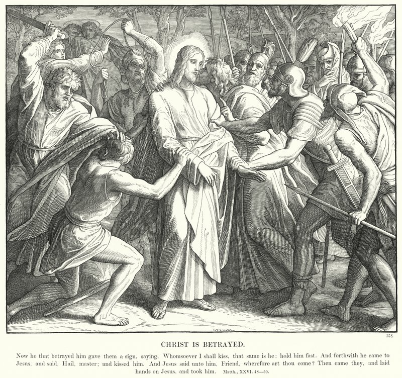 Kristus er forrådt (gravering) af Julius (after) Schnorr von Carolsfeld