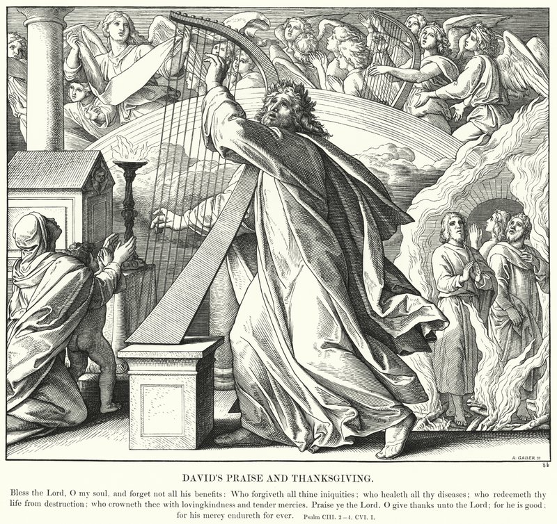 Davids lovprisning og taksigelse (gravering) af Julius (after) Schnorr von Carolsfeld
