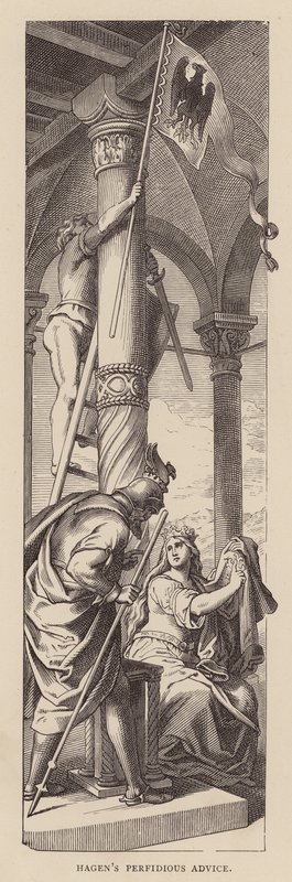 Hagens perfide råd (kobberstik) af Julius (after) Schnorr von Carolsfeld