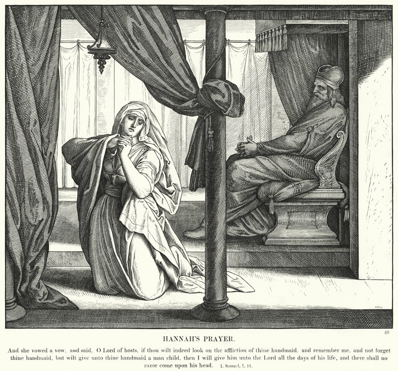 Hannahs bøn (gravering) af Julius (after) Schnorr von Carolsfeld
