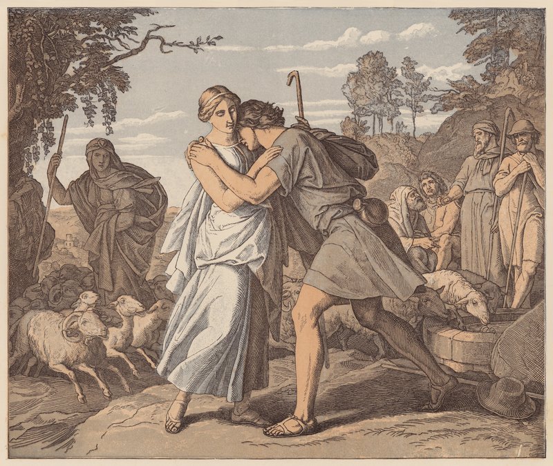 Jakob og Rakel ved brønden, Første Mosebog, XXIX af Julius (after) Schnorr von Carolsfeld