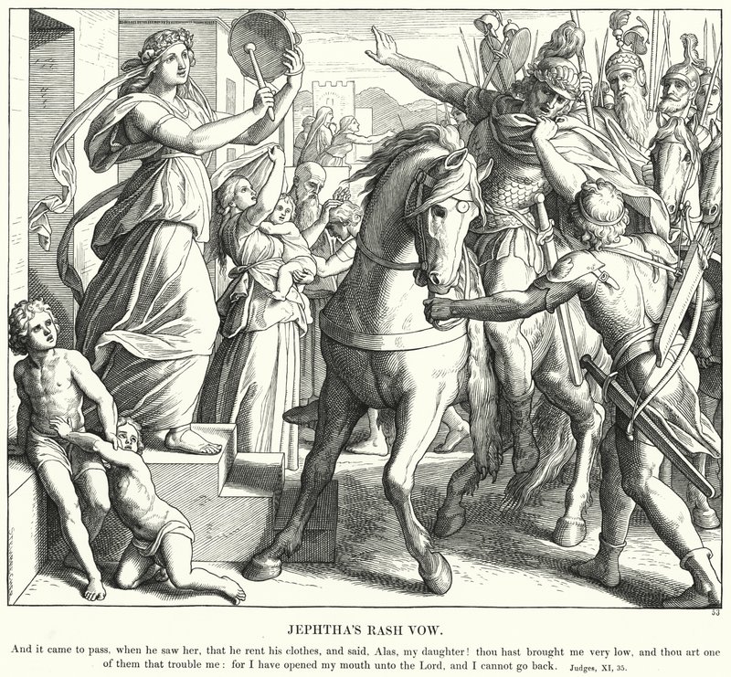 Jephthas udslætsløfte (gravering) af Julius (after) Schnorr von Carolsfeld