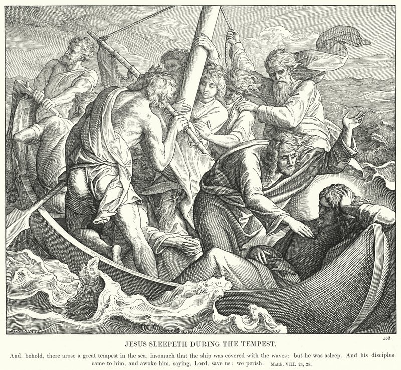 Jesus sover under stormen (gravering) af Julius (after) Schnorr von Carolsfeld
