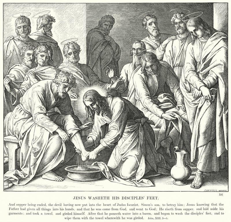 Jesus vasker sine disciples fødder (gravering) af Julius (after) Schnorr von Carolsfeld