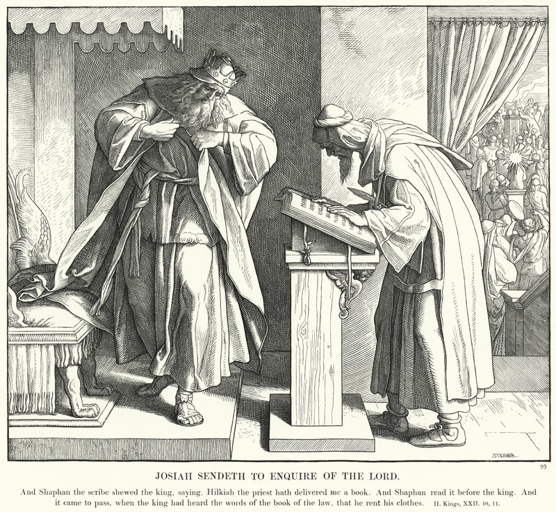 Josiah Sendeth for at spørge Herren (gravering) af Julius (after) Schnorr von Carolsfeld