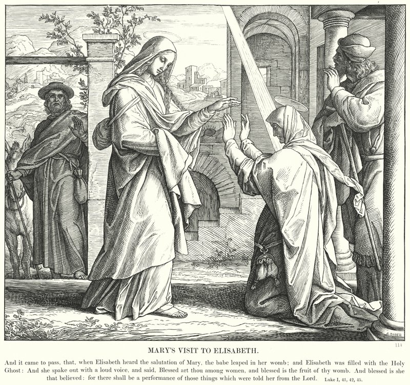 Marias besøg hos Elisabeth (gravering) af Julius (after) Schnorr von Carolsfeld