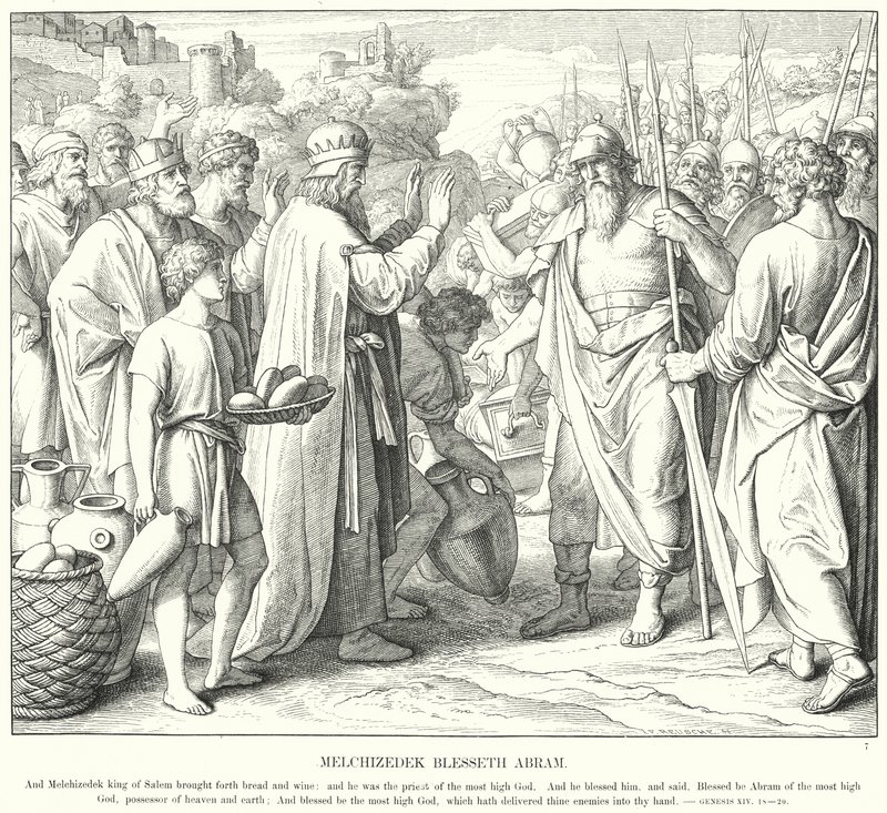 Melkisedek velsigner Abram (gravering) af Julius (after) Schnorr von Carolsfeld