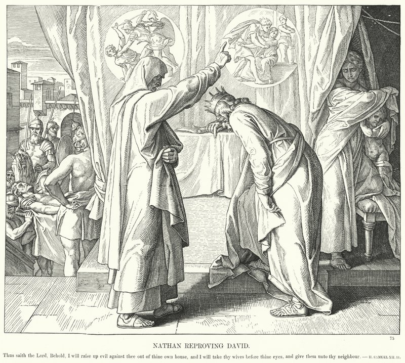 Nathan irettesætter David (gravering) af Julius (after) Schnorr von Carolsfeld